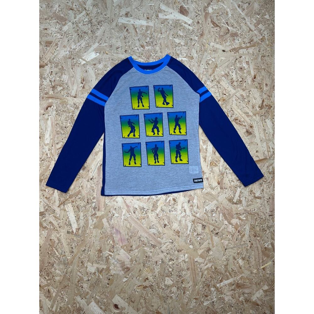 Fortnite Boys Youth Gray Long Sleeve Graphic Shirt Sz 14/16